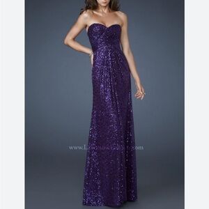 La Femme Purple Sequin Evening/Prom Dress 2